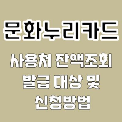 문화누리카드 사용처 잔액조회 발급대상 신청 방법