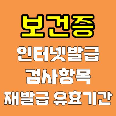 보건증 인터넷발급 검사항목 유효기간 재발급