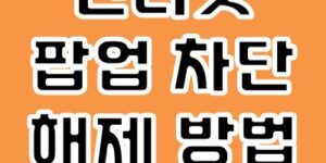 인터넷 팝업차단 해제 방법