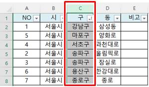엑셀 필터 설정